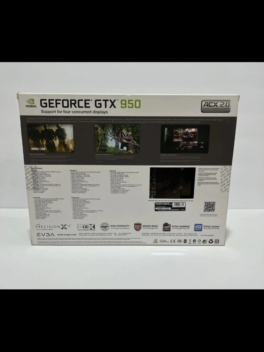 EVGA NVIDIA GeForce GTX 950 SSC 2GB GDDR5 Graphics Gaming Card GPU ACX 2.0+